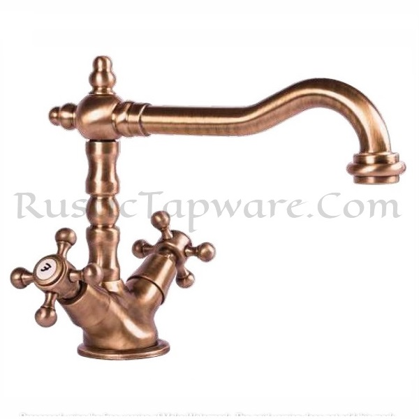 luxury sink mounted mixer water tap in antique style in bronze finish