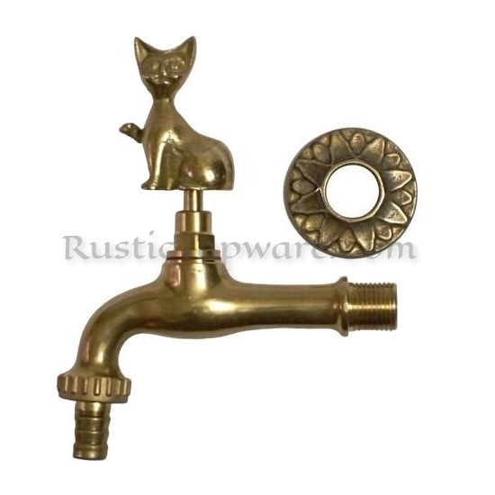 Cat Garden Spigot, Outdoor Hose-Bib Faucet and Brass Bibcock Water Tap