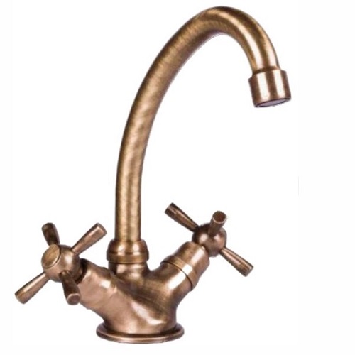 Country Monobloc Rustic Basin Sink Mixer Faucet in Antique Bronze
