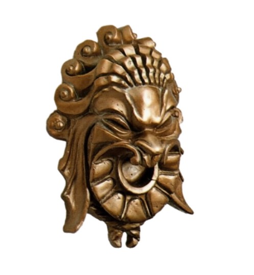 Large Theatrical Bronze Mask with Dramatic Expression for Period Garden