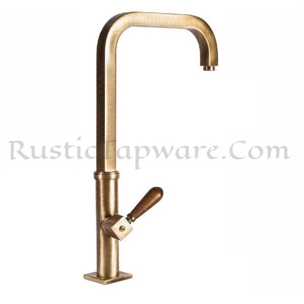 High-Rise Brass Sink Faucet with Geometric Design